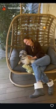 Danielle Collins' Instagram Story featuring her alongside pet dog Quincy, dated Monday, April 28, 2025 (Source: Instagram/danimalcollins)
